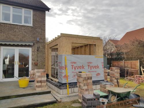 Timber Framed Extension - Newborough - In Progress